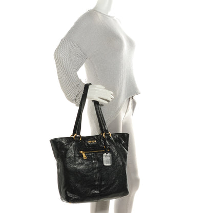 Prada Washed Buffalo Tote Nero Black 2 of 8