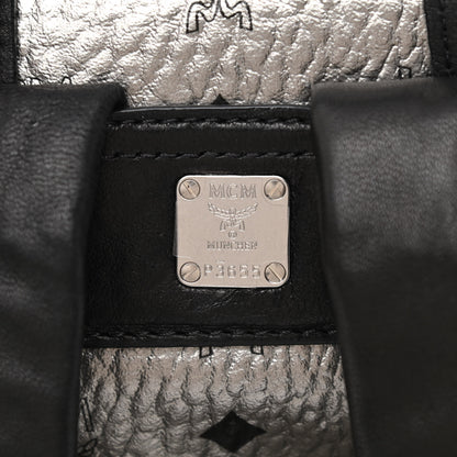 MCM Metallic Visetos Medium Fox Fur Insignia Side Stud Stark Backpack Silver Black 8 of 11