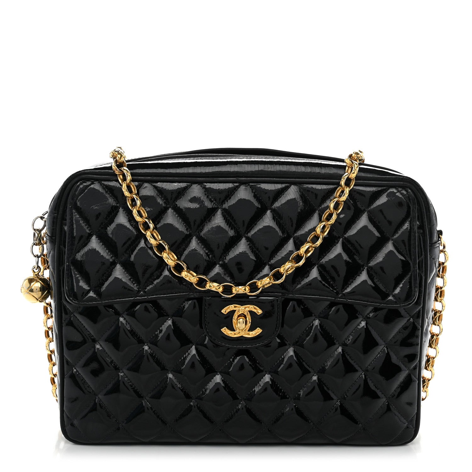 Chanel Patent Quilted CC Camera Case Black 1 of 14