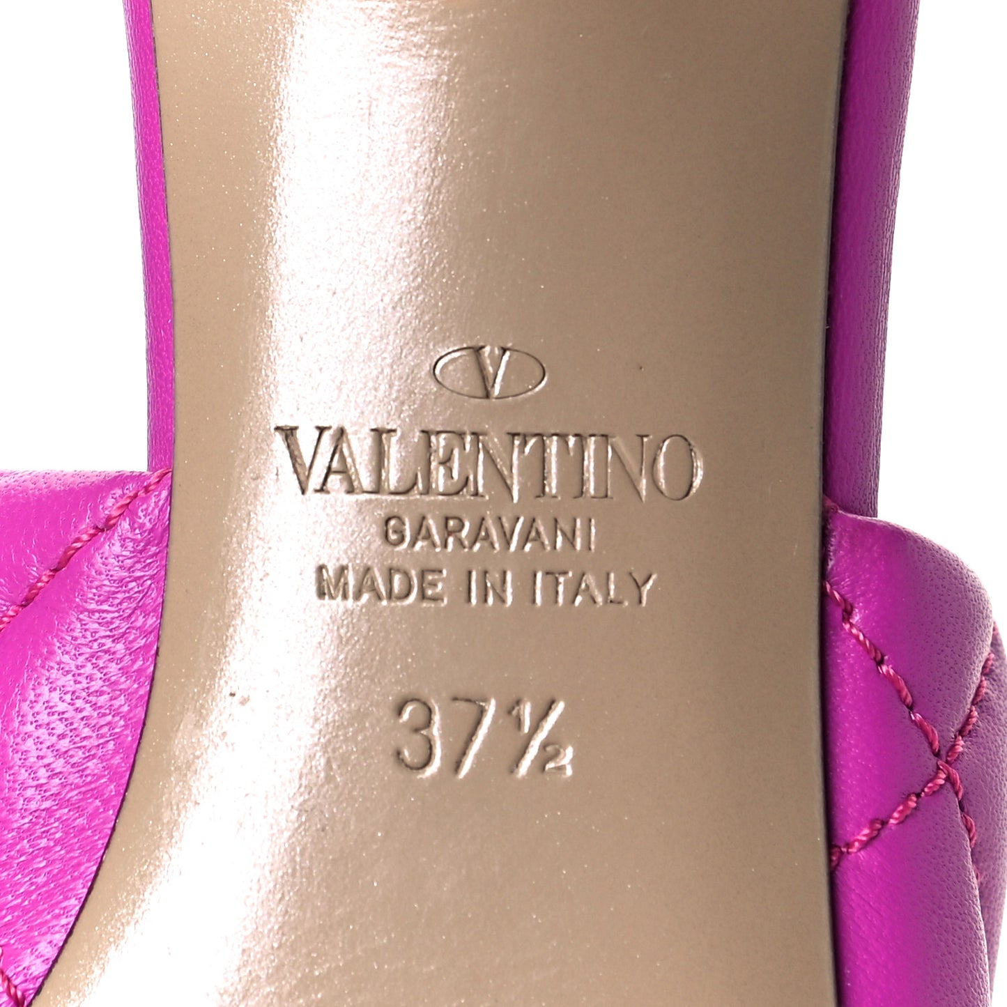 Nappa Quilted Roman Stud 65mm Slide Sandals 37.5 Radiant Orchid