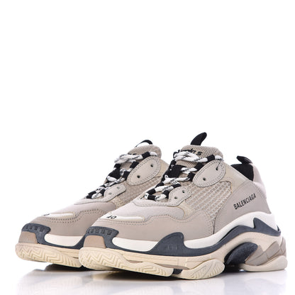 Balenciaga Fabric Mesh Womens Triple S Sneakers 40 Beige Black 2 of 9