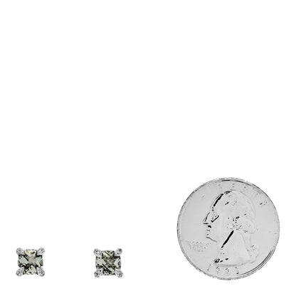 David Yurman Sterling Silver Diamond Prasiolite 6mm Chatelaine Earrings 2 of 4