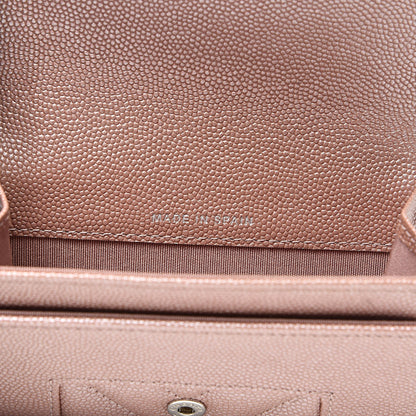 Chanel Metallic Caviar Chevron Quilted Vintage Mademoiselle Flap Card Holder Pink 7 of 9