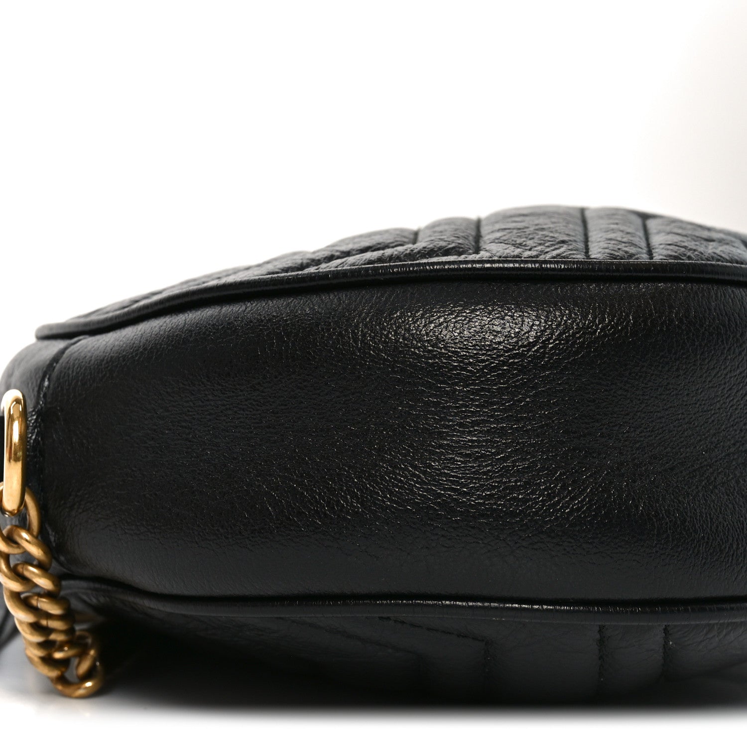Gucci Azalea Calfskin Matelasse Heart Mini GG Marmont Round Shoulder Bag Black 9 of 10