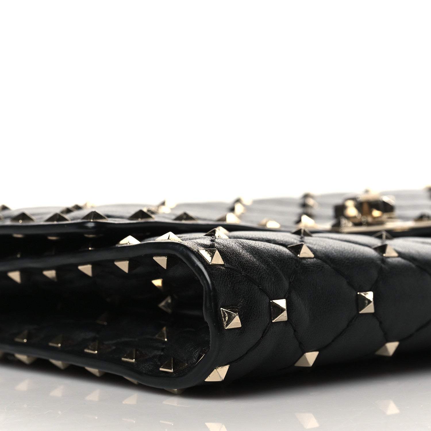 Valentino Garavani Lambskin Rockstud Spike Wallet on Chain Black 8 of 9