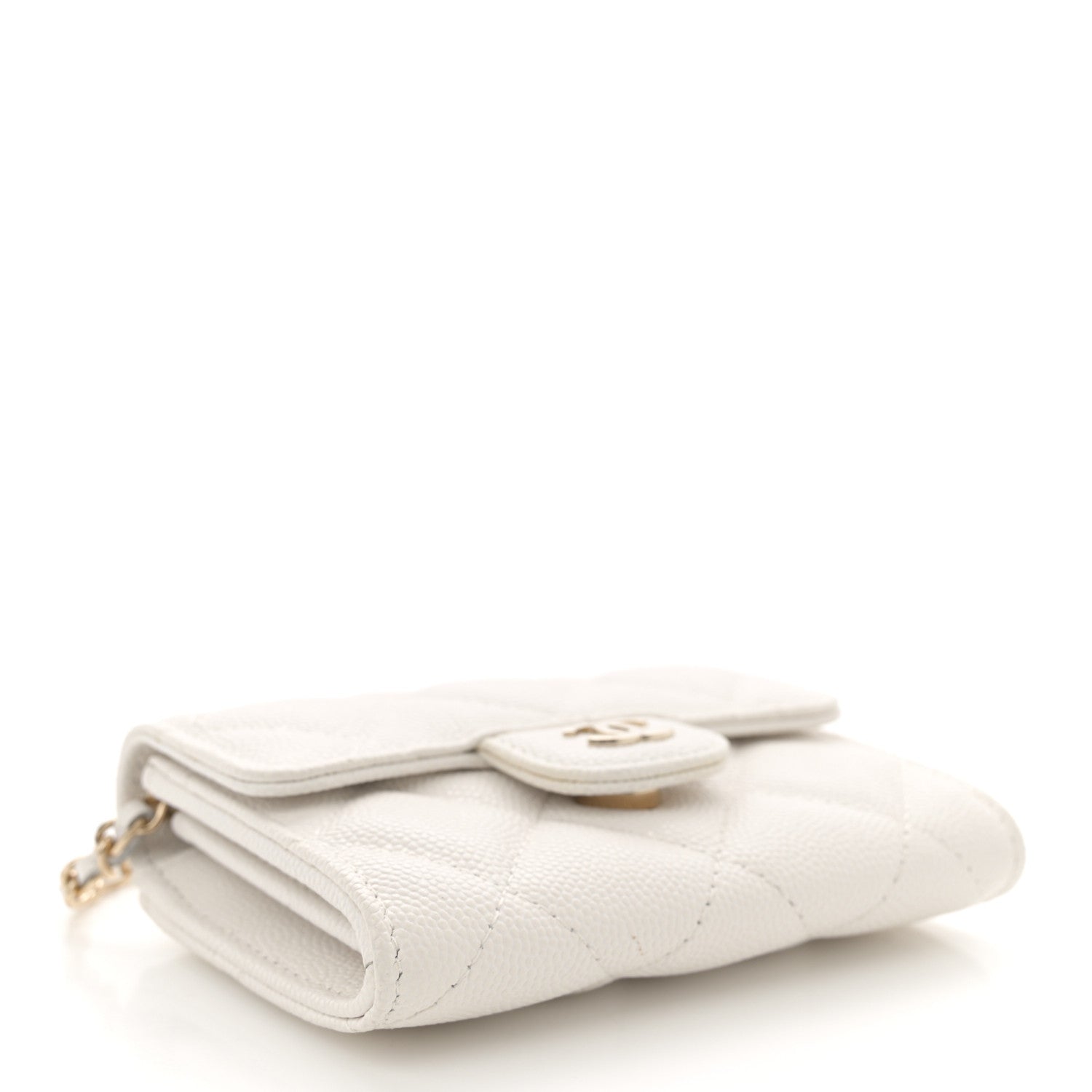 Chanel Caviar Quilted Flap Card Holder On Chain White 4 of 11