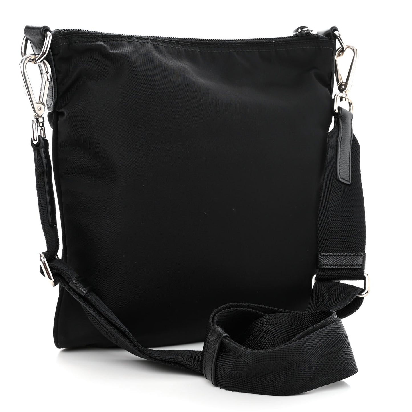 Nylon Saffiano Flat Messenger Bag Black