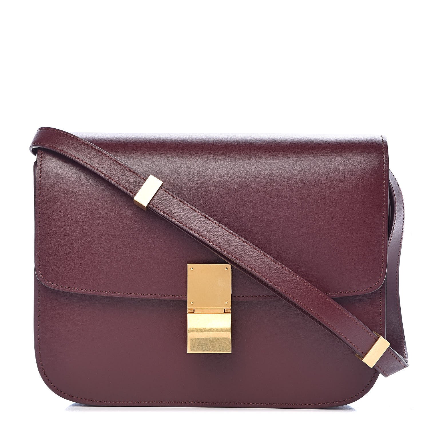 Celine Box Calfskin Medium Classic Box Flap Bag Burgundy 1 of 12