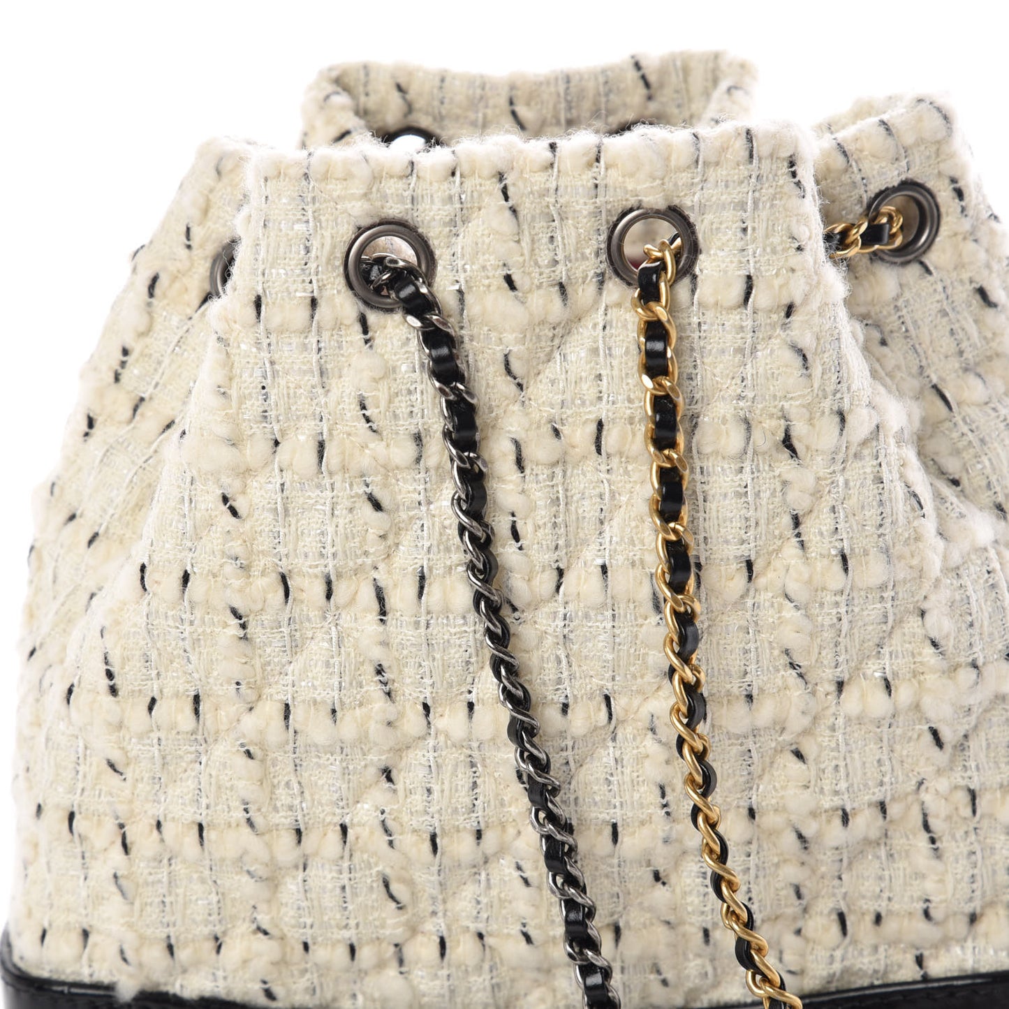 Tweed Calfskin Quilted Gabrielle Backpack Ivory