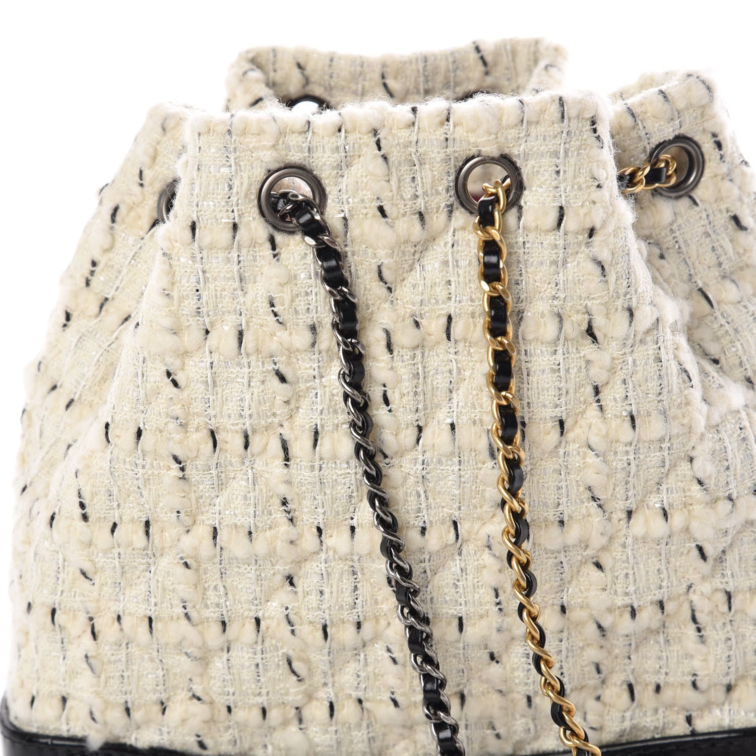 Chanel Tweed Calfskin Quilted Gabrielle Backpack Ivory 8 of 11