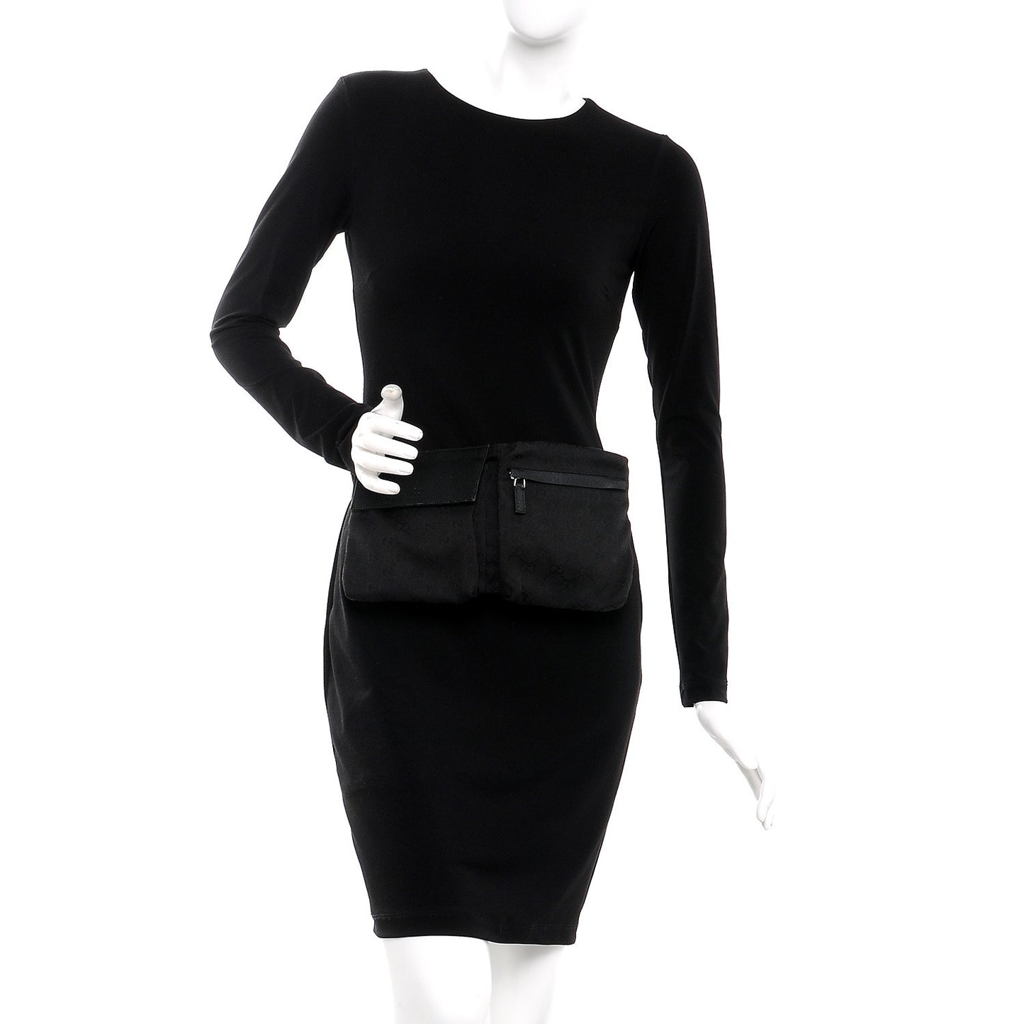 GG Monogram Double Pocket Belt Bag Black