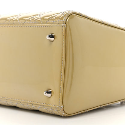 Christian Dior Patent Cannage Studded Double Strap Medium Lady Dior Beige 9 of 16