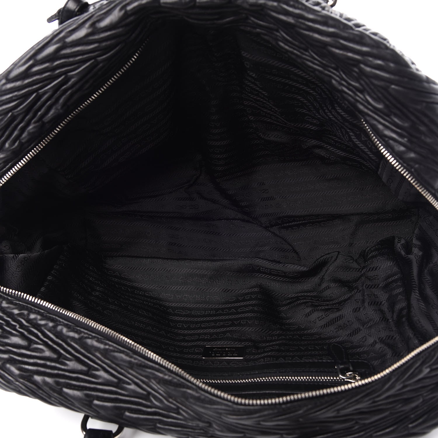 Prada Nappa Chevron Braided Bauletto Bag Black 5 of 9