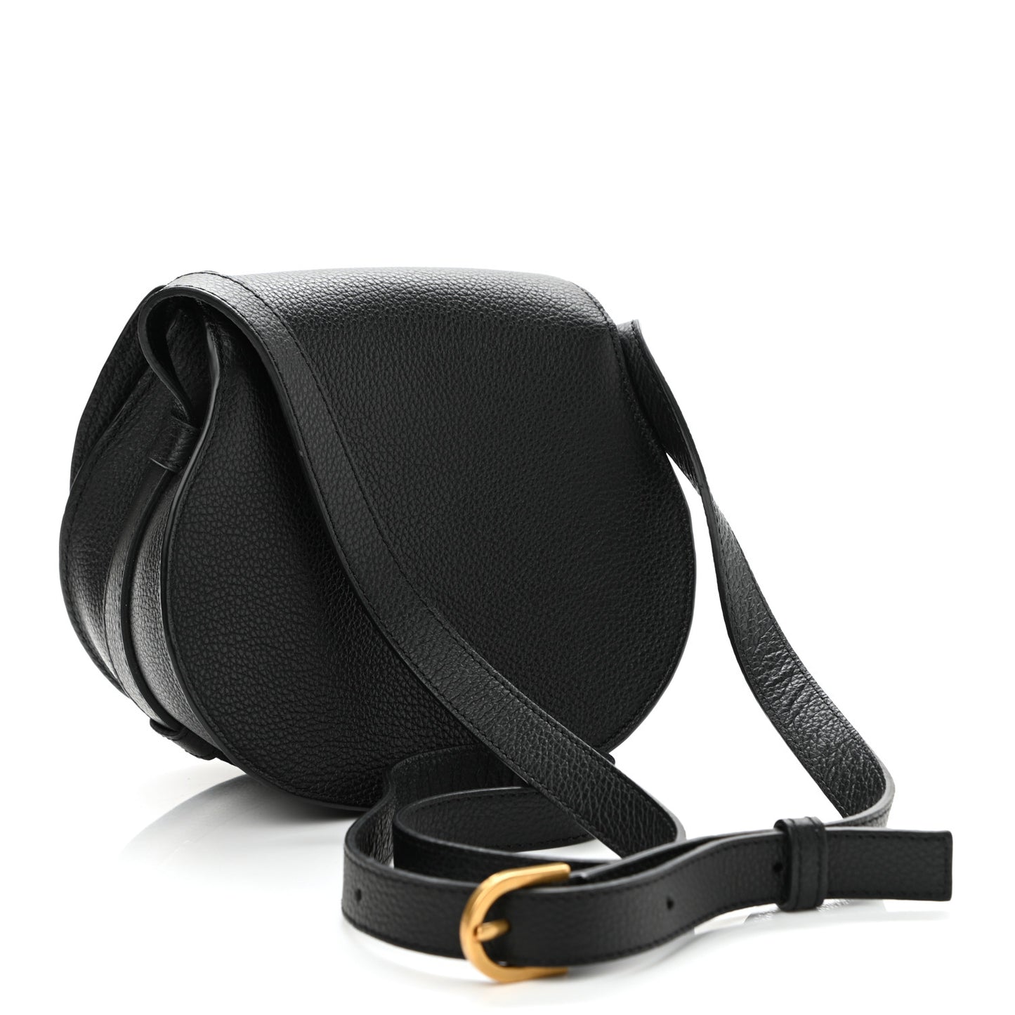 Calfskin Mini Marcie Round Crossbody Bag Black