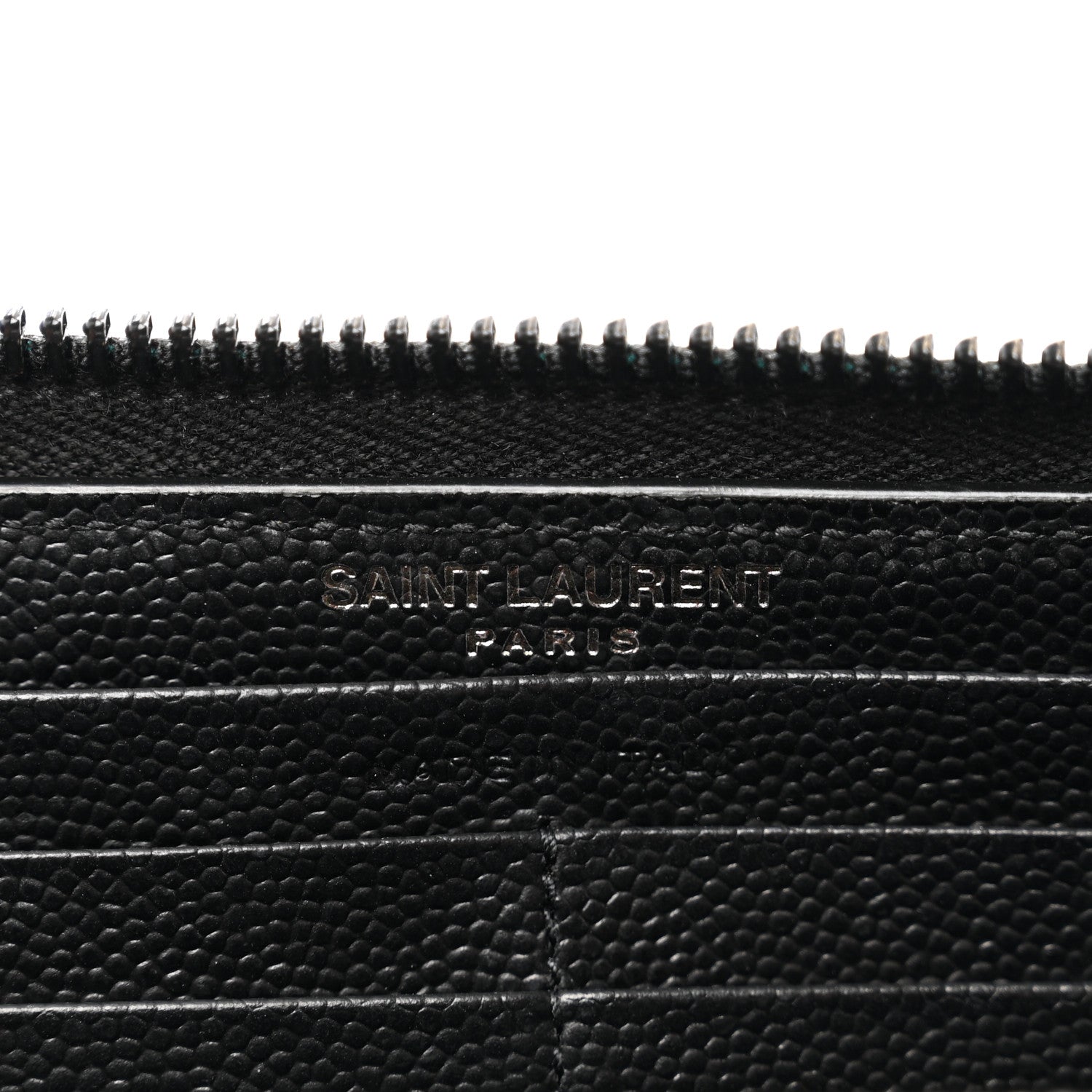 Saint Laurent Grain De Poudre Matelasse Chevron Monogram Monochrome Zip Around Wallet Black 6 of 10