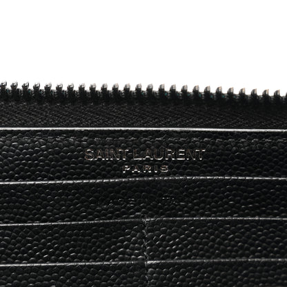 Saint Laurent Grain De Poudre Matelasse Chevron Monogram Monochrome Zip Around Wallet Black 6 of 10