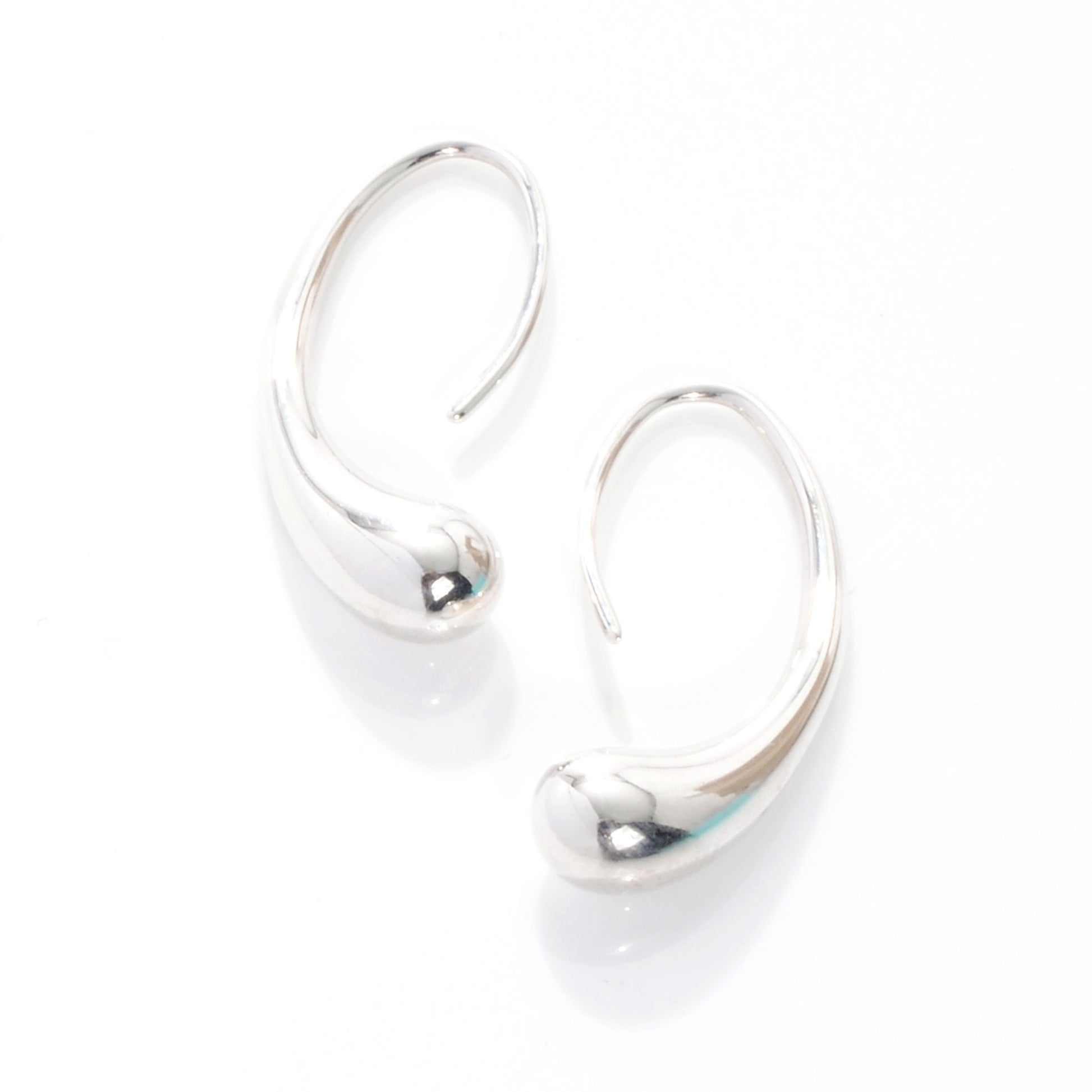 Tiffany Sterling Silver Elsa Peretti Teardrop Hoop Earrings 1 of 5