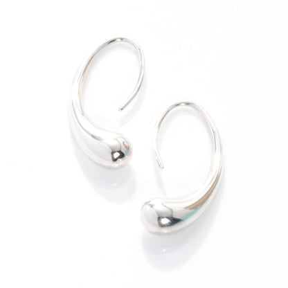 Tiffany Sterling Silver Elsa Peretti Teardrop Hoop Earrings 1 of 5