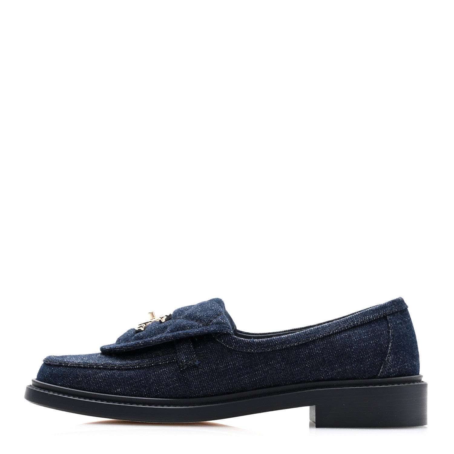 Chanel Denim CC Turnlock Loafers 36.5 Dark Blue 1 of 8