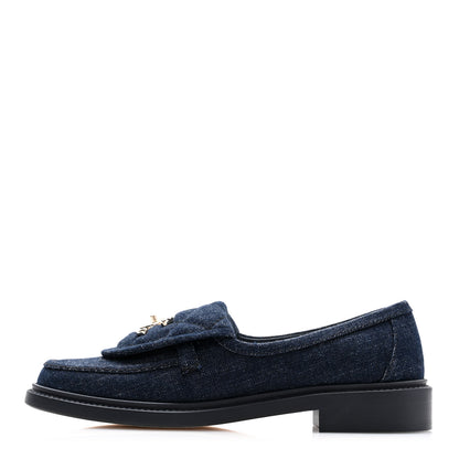 Chanel Denim CC Turnlock Loafers 36.5 Dark Blue 1 of 8