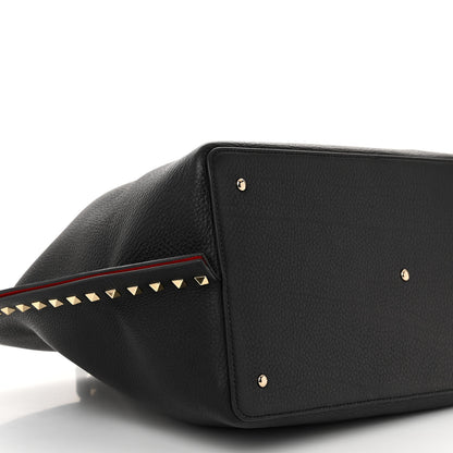 Valentino Garavani Grained Calfskin Rockstud Shoulder Tote Black 8 of 12