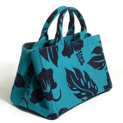 Prada Canvas Canapa Hibiscus Tote Turchese 3 of 10