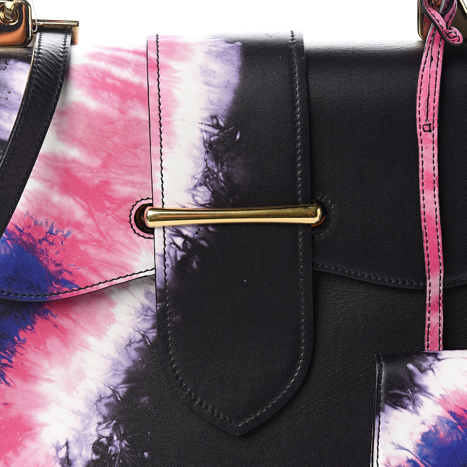 Prada City Calfskin Tie-Dye Print Large Sidonie Top Handle Bag Black 9 of 9