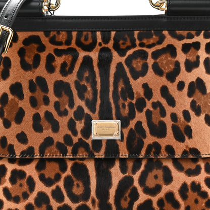 Dolce & Gabbana Calf Hair Leopard Print Miss Sicily Satchel Naturale 6 of 8