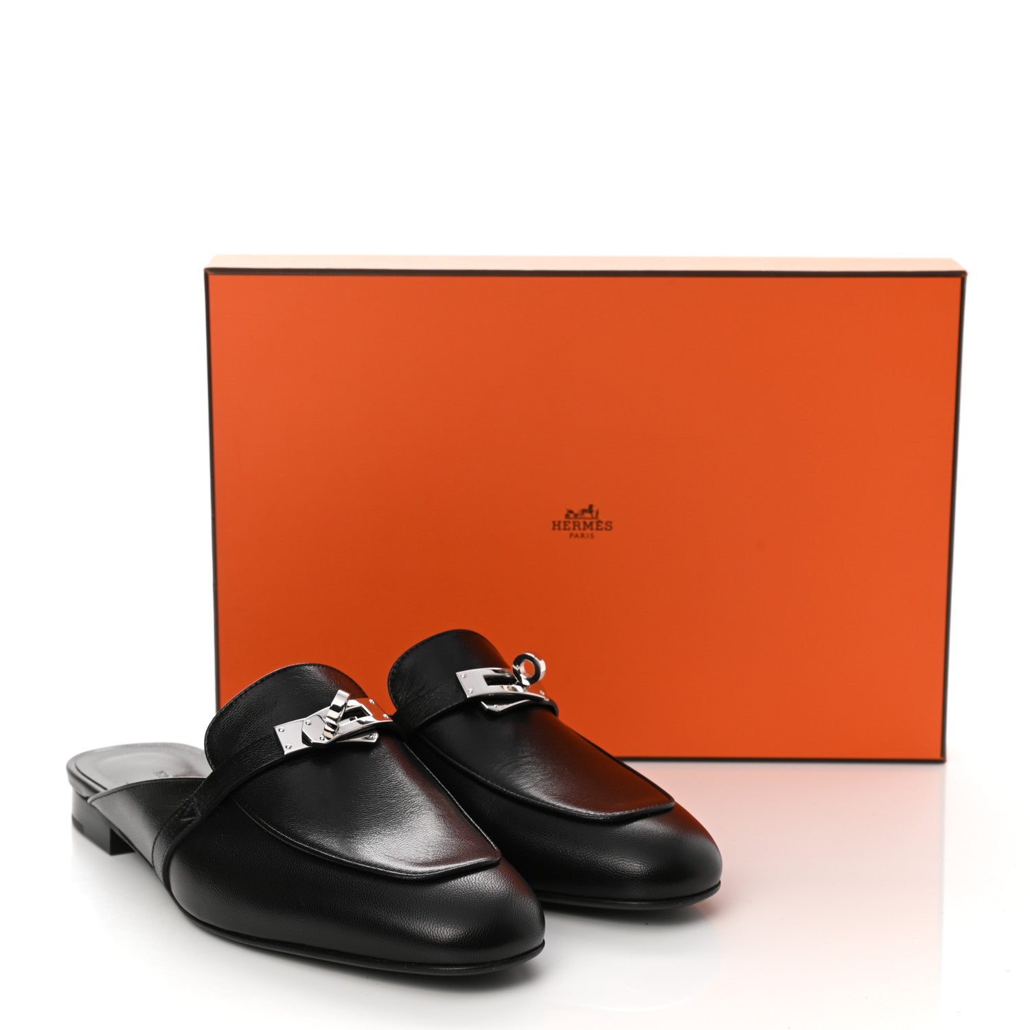 Hermes Goatskin Oz Mules 39 Black 9 of 9