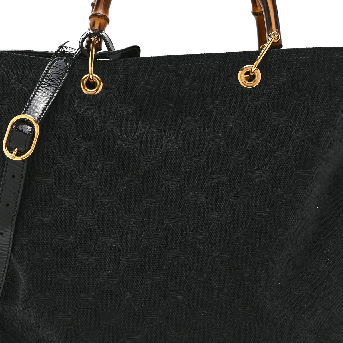 GG Monogram Bamboo Reversible Tote Black