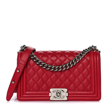 Chanel Perforated Lambskin Quilted Medium Boy Flap Red 1 of 10