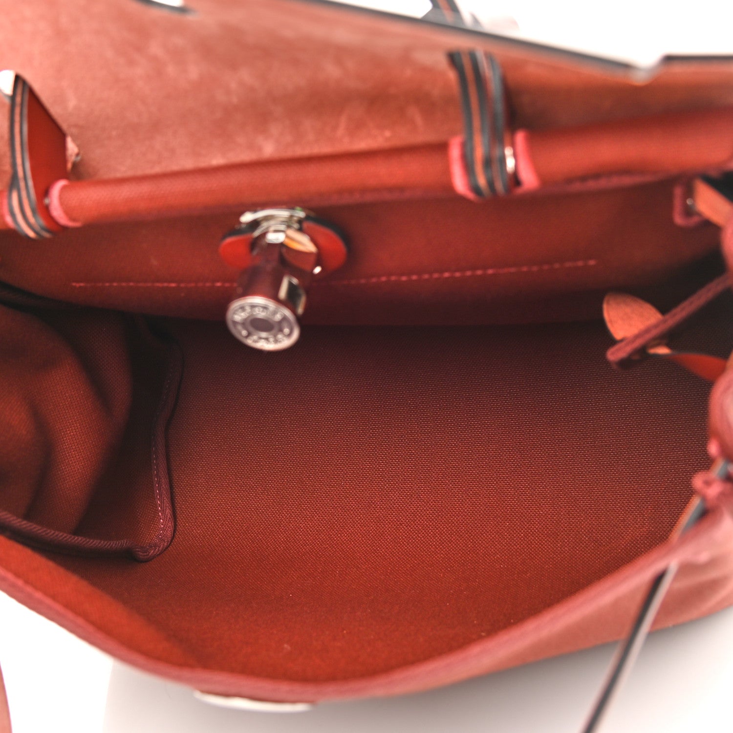 Hermes Military Toile Vache Hunter Herbag Zip Retourne 31 PM Rouge H 6 of 12