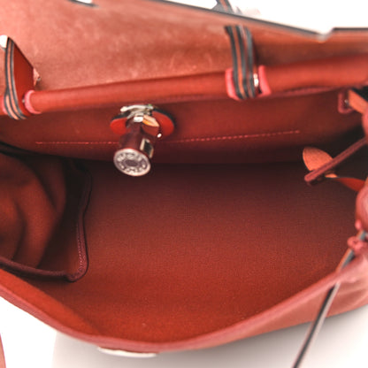 Hermes Military Toile Vache Hunter Herbag Zip Retourne 31 PM Rouge H 6 of 12