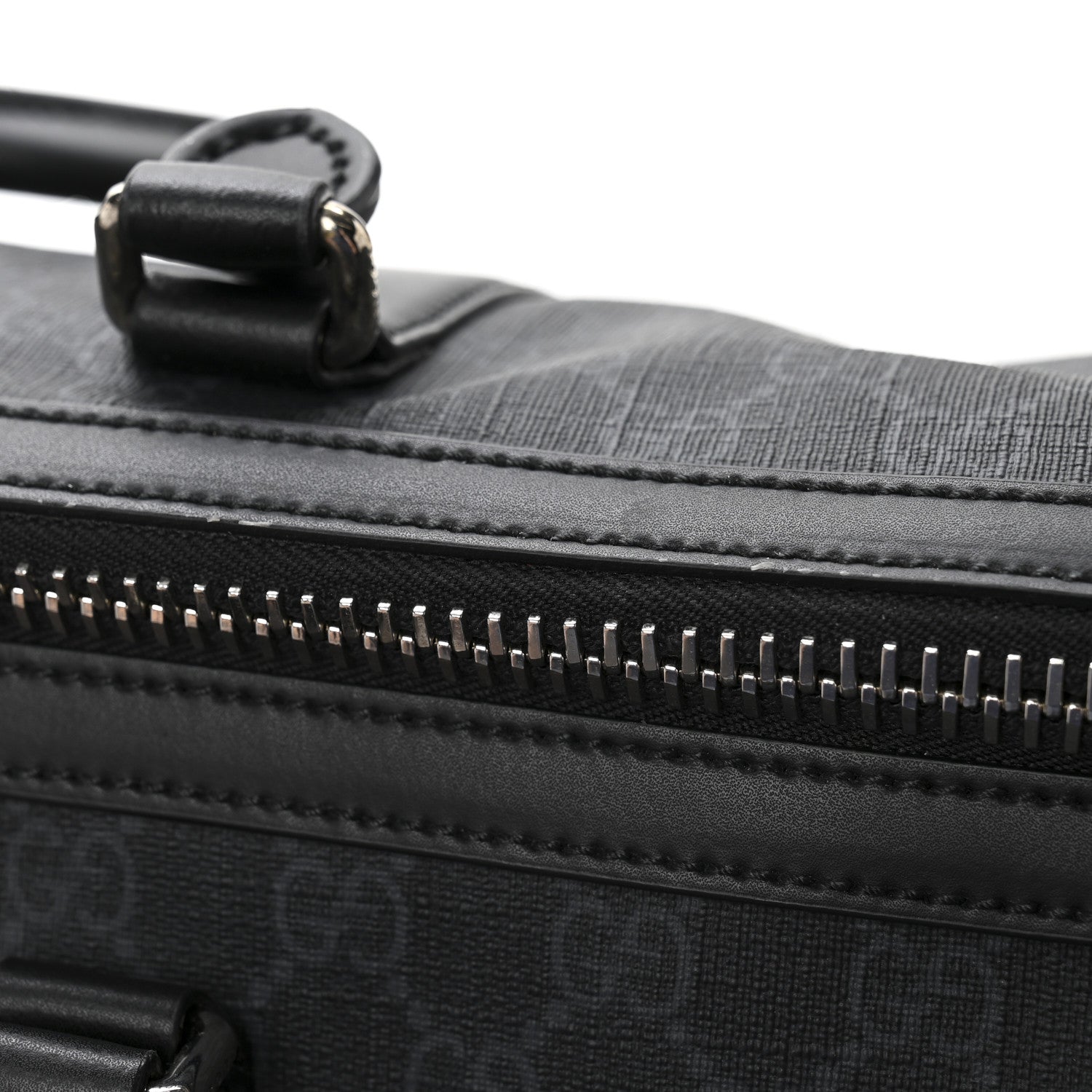 Gucci Soft GG Supreme Monogram Appia Calfskin Web Medium Carry On Duffle Bag Black Grey 14 of 14