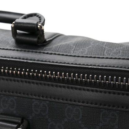 Gucci Soft GG Supreme Monogram Appia Calfskin Web Medium Carry On Duffle Bag Black Grey 14 of 14