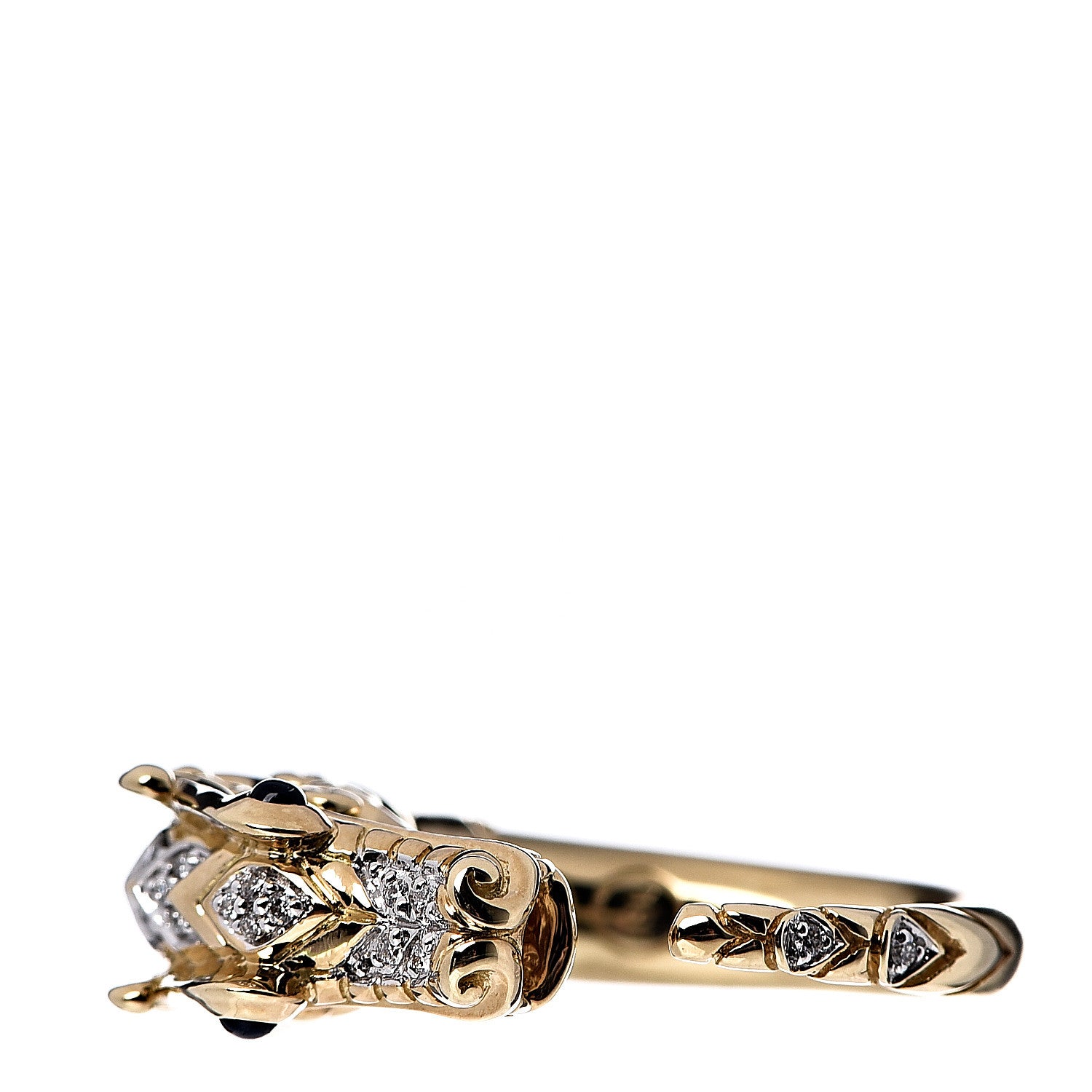 John Hardy 18K Yellow Gold Blue Sapphire Diamond Legends Naga Ring 57 8 1 of 5
