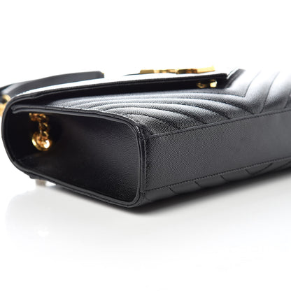 Saint Laurent Grain De Poudre Matelasse Chevron Medium Monogram Satchel Black 7 of 8