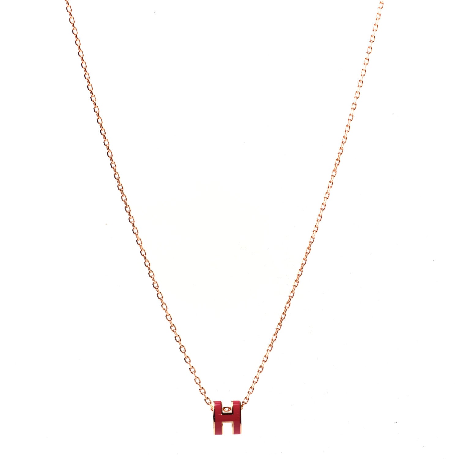 Hermes Lacquered Rose Gold Mini Pop H Pendant Necklace Rose Extreme 1 of 6