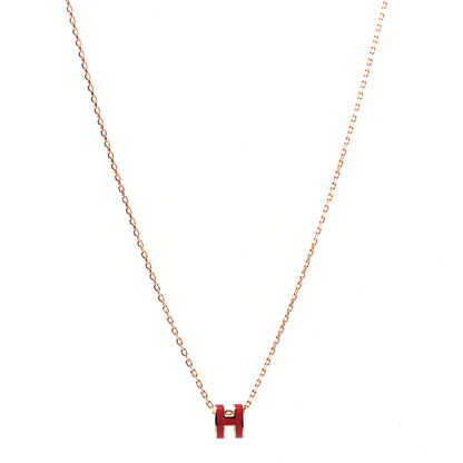 Hermes Lacquered Rose Gold Mini Pop H Pendant Necklace Rose Extreme 1 of 6