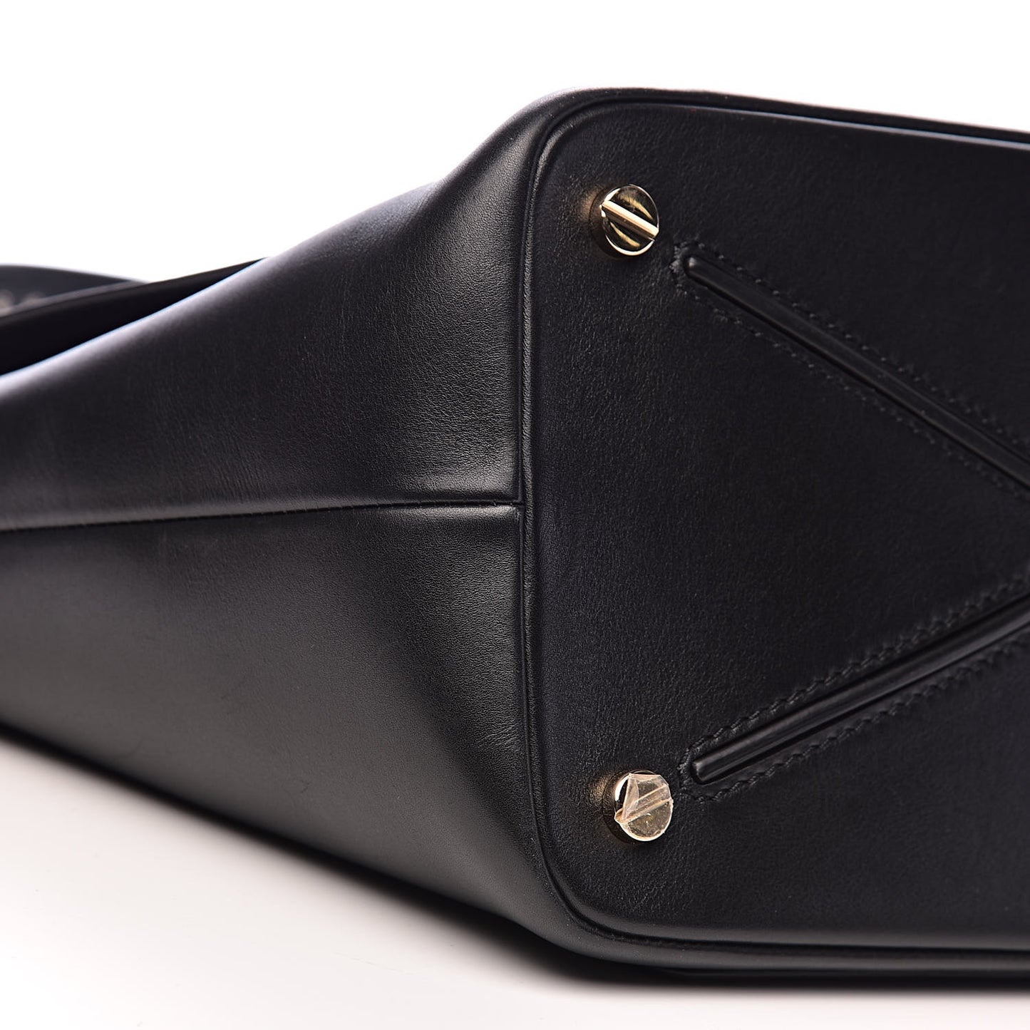 Calfskin Rockstud Medium Demilune Double Handle Satchel Black