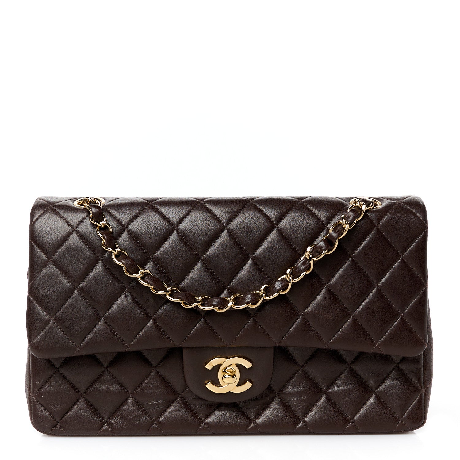 Chanel Lambskin Quilted Medium Double Flap Dark Brown 1 of 11