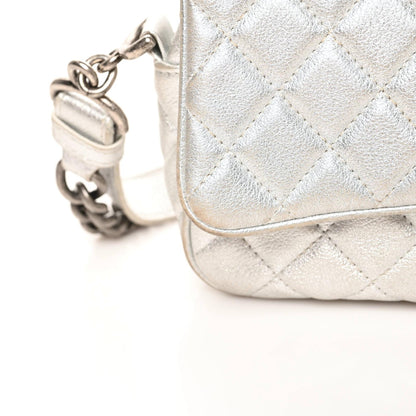 Chanel Metallic Grained Calfskin Quilted Small Casual Rock Flap Silver 9 of 12