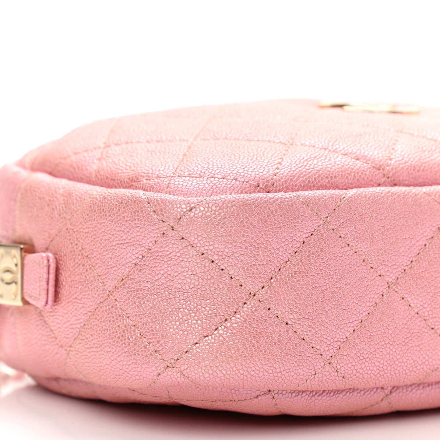 Iridescent Caviar Quilted Small Timeless Camera Case Pink