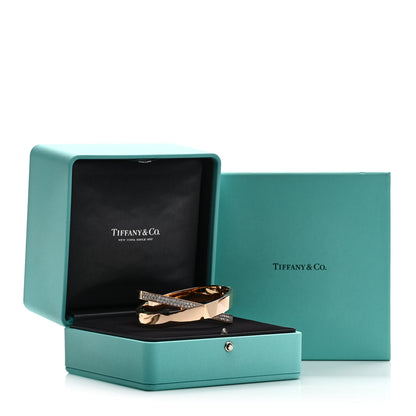 Tiffany 18K Rose Gold Diamond Atlas X Hinged Bangle Bracelet 4 of 4