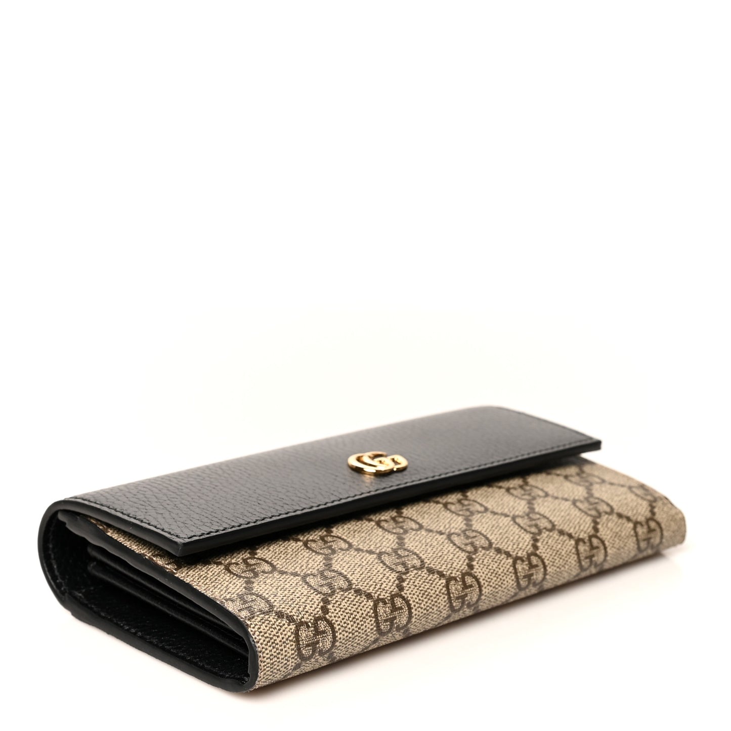 Dollar Calfskin GG Supreme Monogram GG Marmont Continental Wallet Black Beige Ebony