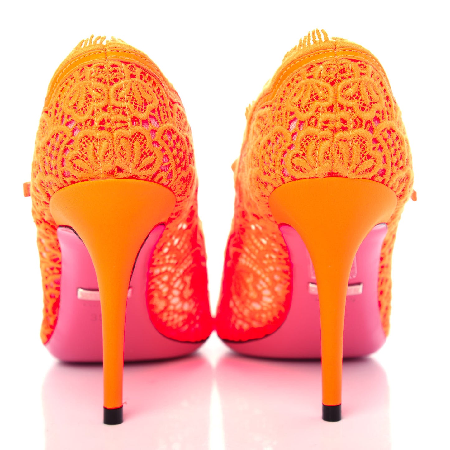 Lace Pizzo Venice Pumps 35.5 Orange Fluo