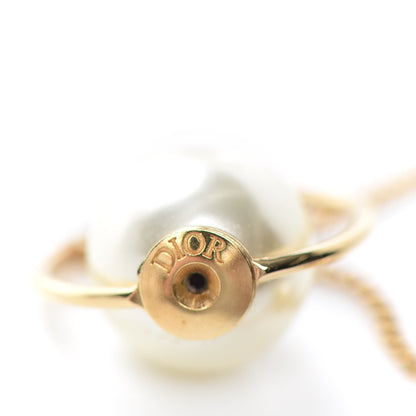 Christian Dior Pearl Tribales Dangle Chain Earrings Gold 4 of 4