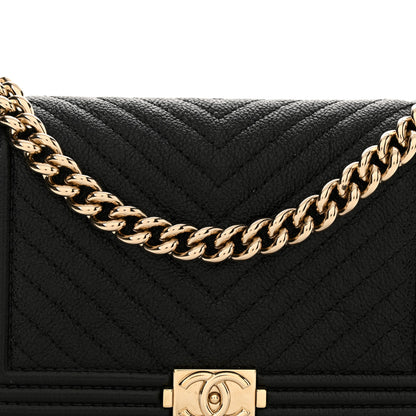 Chanel Caviar Chevron Quilted Mini Boy Wallet On Chain WOC Black 9 of 11