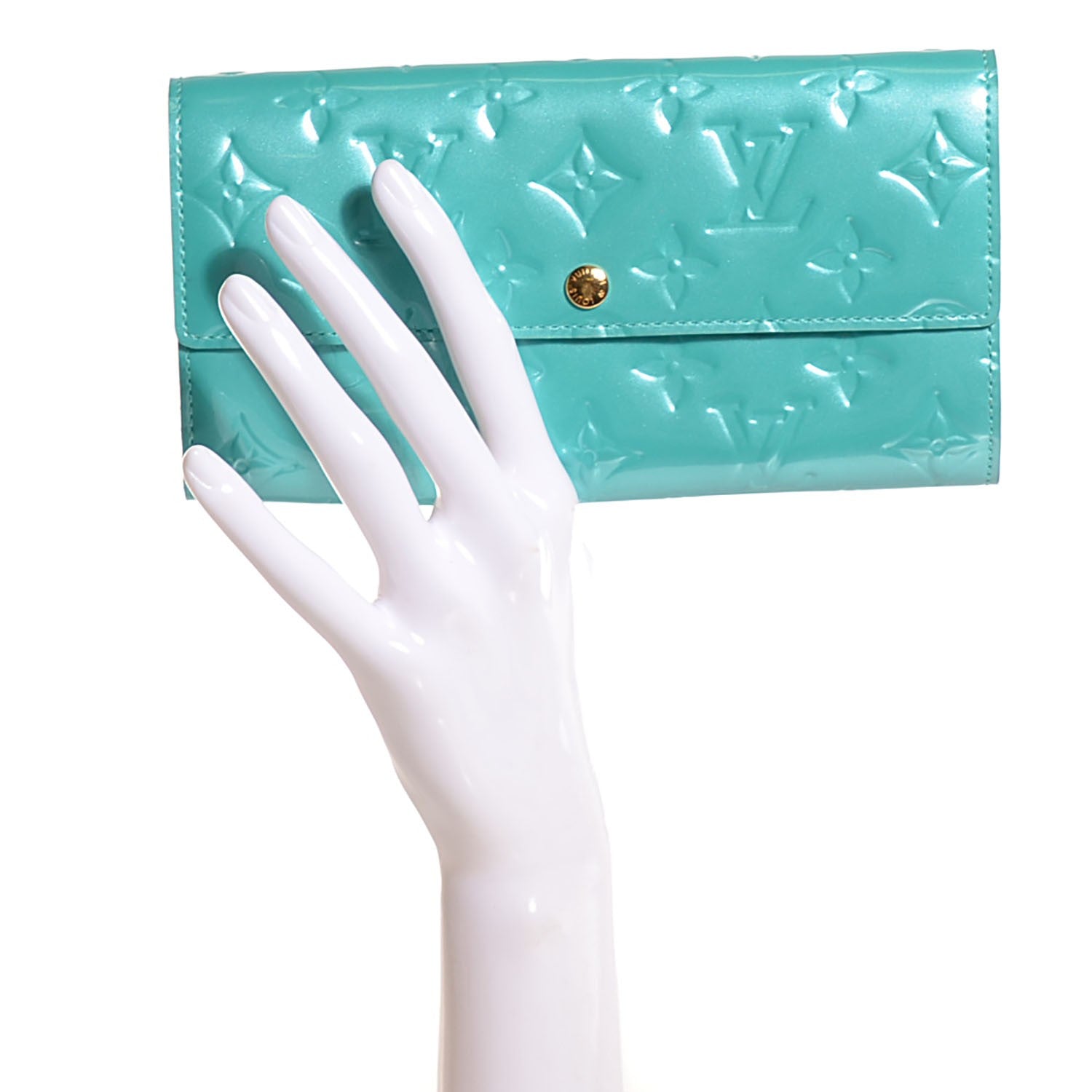 Louis Vuitton Vernis Sarah Wallet Blue Lagon 2 of 7