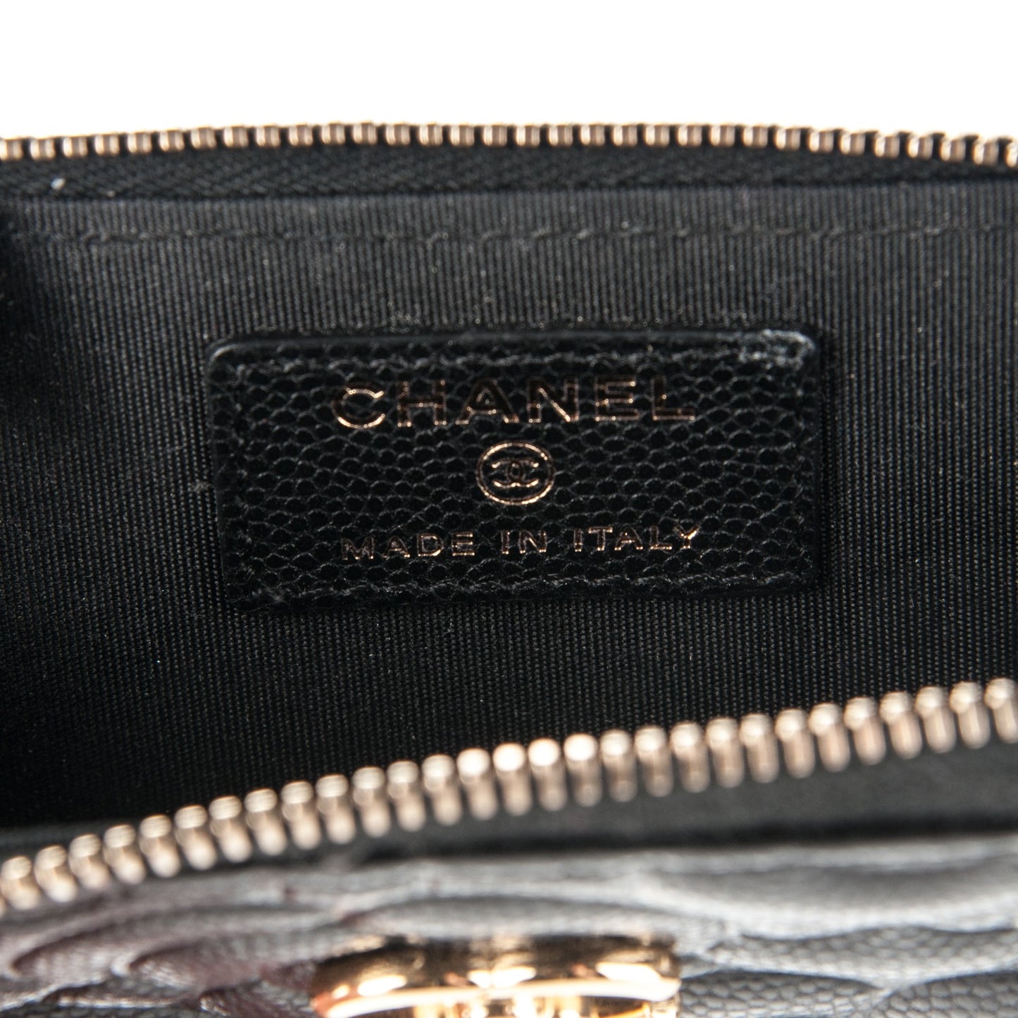 Caviar Camellia Embossed Key Holder Case Black